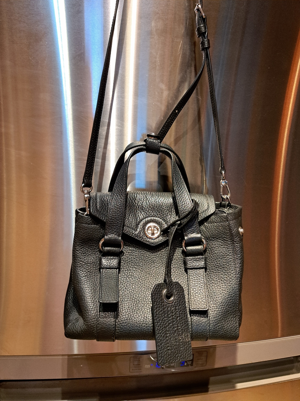 Marc Jacobs Black Pebbled Leather Top-Handle Crossbody Bag